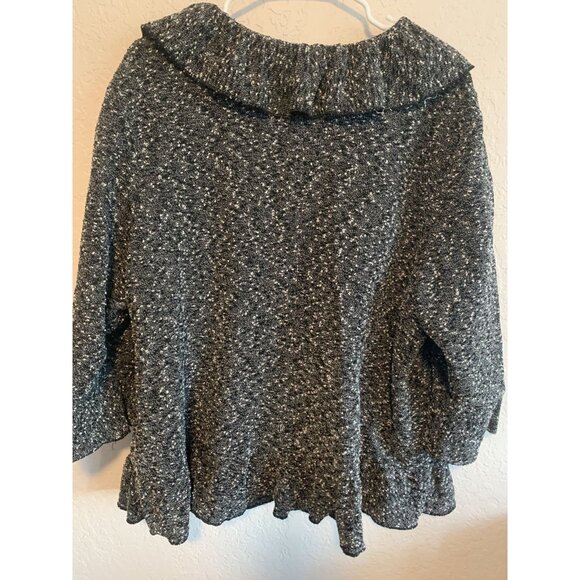 Tweeds Woman Plus Size Black/Grey Ruffled Boxy Business Church Jacket - Picture 3 of 5